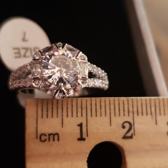 Ring 18kt white gold plated brass size 7 - Picture 4 of 14